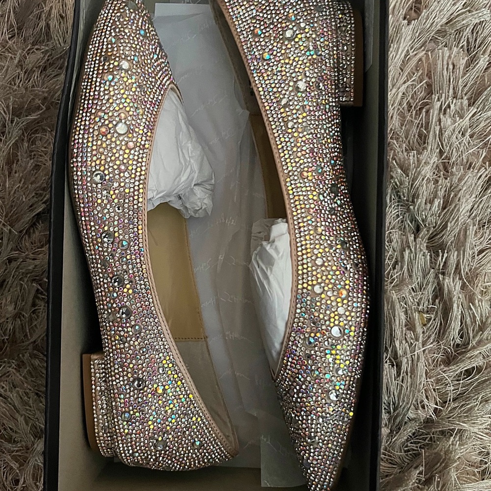 Betsey Johnson Nude Satin Sparkle Flat w/ small heel - Picture 6 of 6
